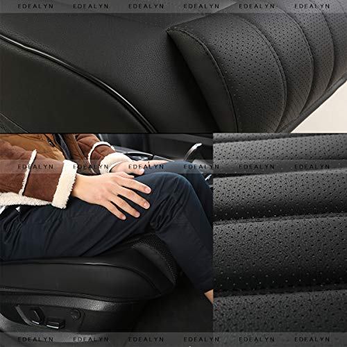 Edeaedealyn (2Pcs) Leatherette Seat Covers Car Front Seat Protector Car Seat Covers With Side Flaps And Leg Rest (Deep20.86 Inch × Width20.86 Inch × Thick 0.4 Inch) (With Leg Rest - Black) #TOP3