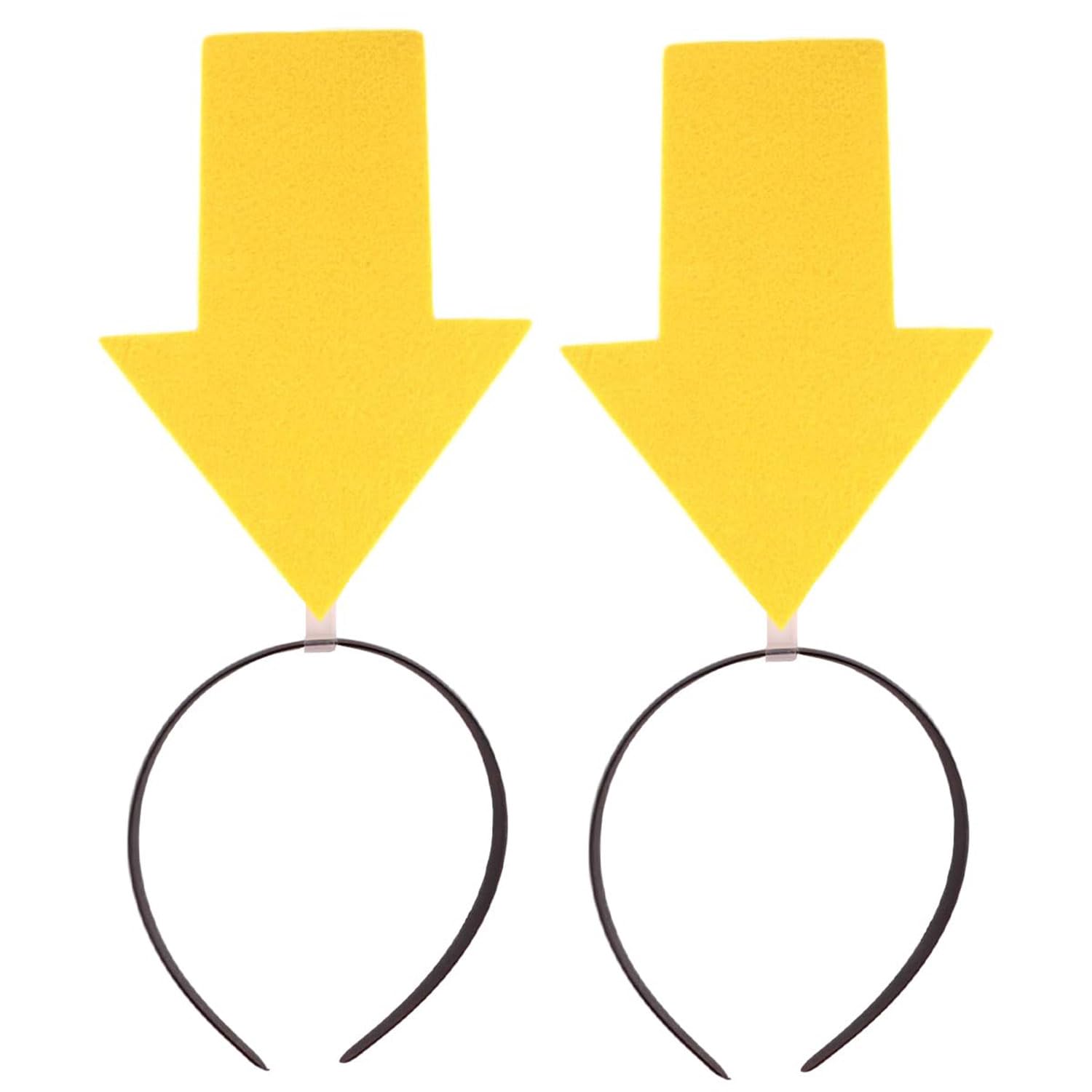 XinYangMao 2pcs Arrow Headband, Funny Arrow Hair Band Elastic Hair Hoop with Arrowhead, Creative Head Boppers Headdress for Women Girls, Halloween Costume Hair Accessories Yellow