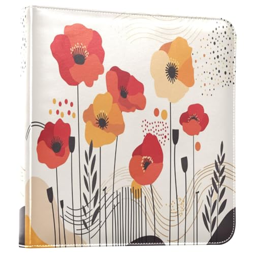 Kigai Poppy Photo Album Self Adhesive Scrapbook Album Leather Cover DIY Picture Scrap Book with 20 Adhesive Sheets, 11.8x24x0.8 inch