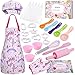 Anpro 27 PCS Kit de Cocina y Horneado para Niños , Juego de Roles para Niños,Chef Set Accesorios de Juego,Regalos para Cumpleaños y Navidad (Rosa, 3-7 años)