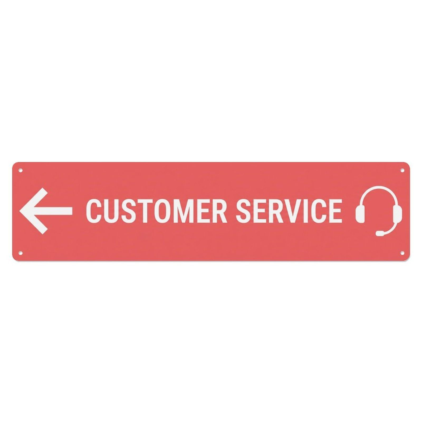 Okahys 4X16inch(10X40cm) Customer Service Sign Salmon White Left Metal Tin Sign