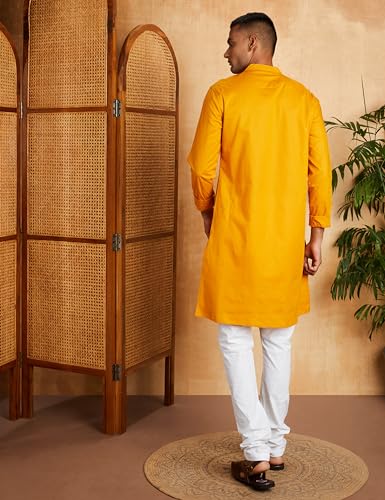 Image of Amazon Brand - Symbol Men's Cotton Solid Long Kurta Pyjama Set (2pcs)