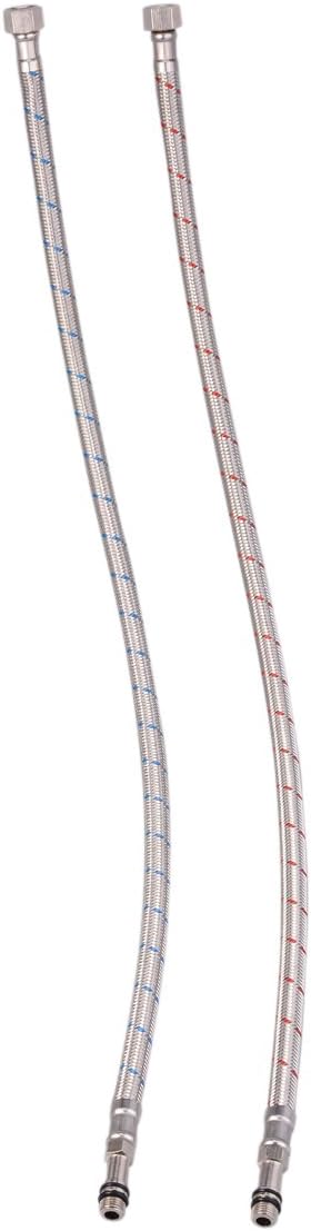 Volcano SanitaryPack of 2 Monobloc Flexible 600mm Tap Connector Tails M10 x1 BSP Compression Braided Hose 401