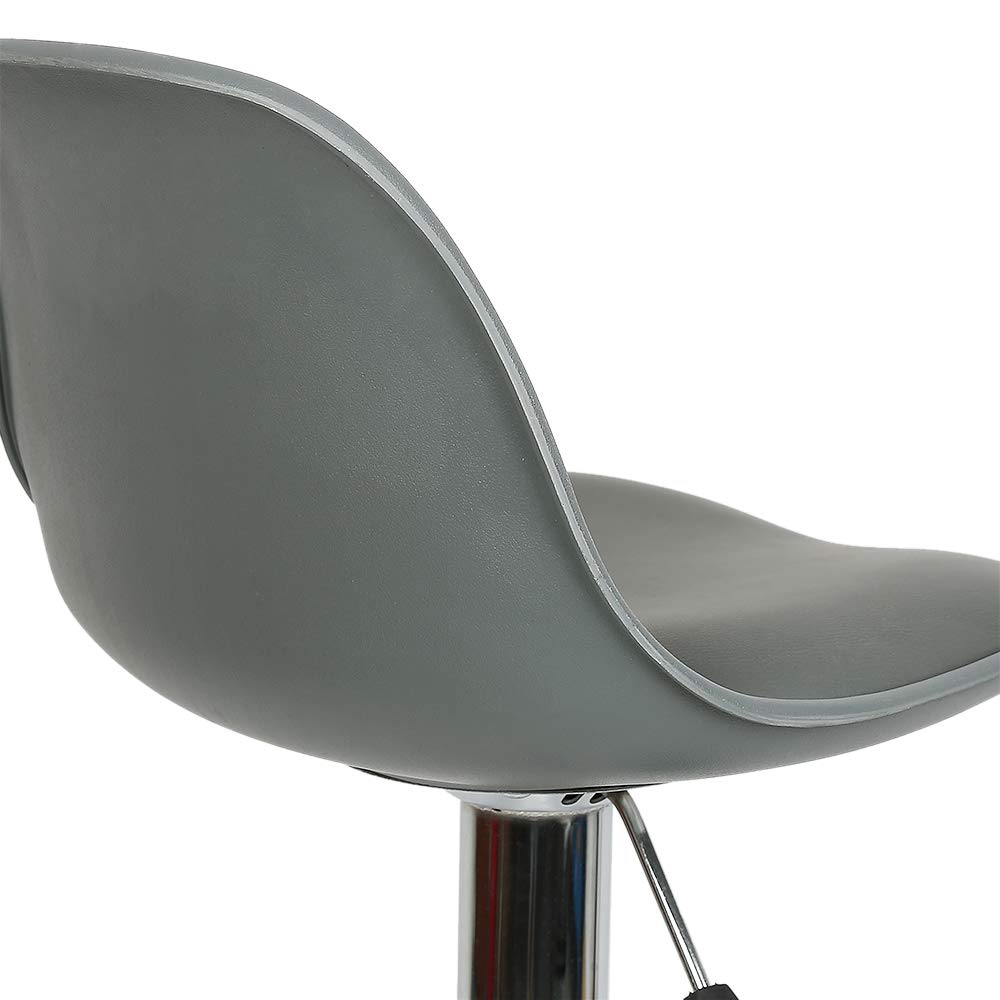 Set 2 Sgabelli Da Bar Regolabili In Altezza (80-100 Cm) - Rotazione 360°, Pelle PU Grigia, Poggiapiedi - 2