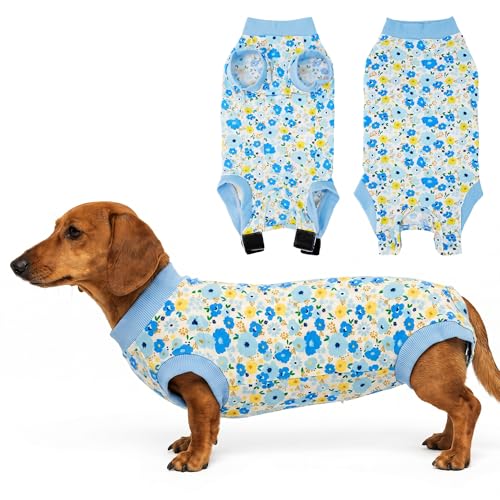 Image of Dog Surgery Recovery Suit Spay Recovery Onesie for Female Male Dogs | Soft,Breathable,Anti-Licking,Post-Op,Surgical Suit,for Abdominal Wounds,Alternative to E-Collar Cone,for Small Pets Blue XS