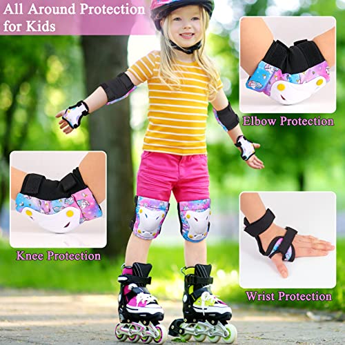 Image of FIODAY Knee Pads for Kids Toddler Knee Pads and Elbow Pads Wrist Guards with Drawstring Bag Adjustable Protective Gear Set for Girls Boys Skating Cycling Skateboard Scooter,3-8 Years,Colorful