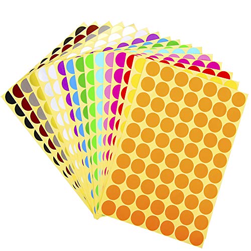 5040 Pieces 3/4 Inch Round Color Coding Labels Circle Dot Stickers for Office School Supplies, 16 Colors