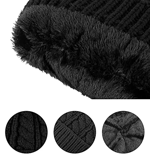 Image of Arctic Paw Womens Super Soft Warm Chunky Cable Faux Fur Pompom Knit Beanie Hat