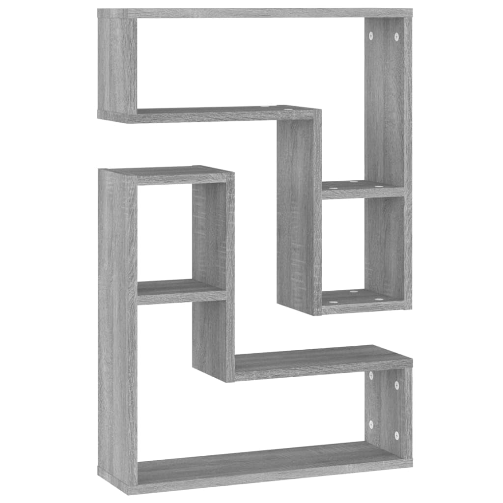 Gecheer Mensole a Parete 2pz Grigio Sonoma 50x15x50cm Legno Multistrato,Mensola da Parete,Pensile Bagno,Mensola Galleggiante,Salvaspazio per Camera da Letto,Soggiorno,Mensole sospese,P826642