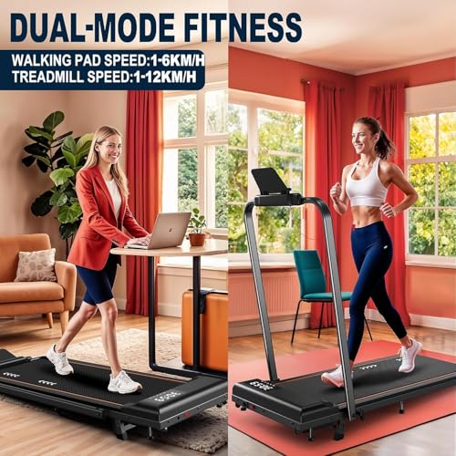 Elektrische Loopband voor Thuis met 7% Helling 4-in-1 Walking Pad Treadmill TW2 2,5pk Motor met Snelheid 12km/u | TW1 2,25 pk Motor Snelheid 6km/u,Led-display, Zonder Installatie (zwart) - Afbeelding 3