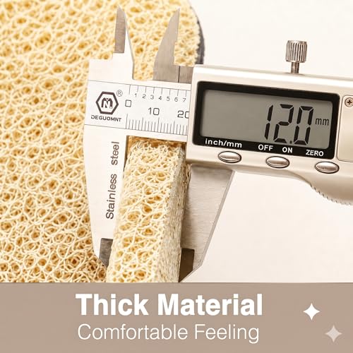 Image of TIB Cushion Noodle Mat for Home Entrance | Heavy Duty Anti-Slip Washable PVC Floor Mat for Bathroom, Kitchen, Bedroom & Office | Water Absorbent Indoor Outdoor Door Mat,Beige,4x4 Feet