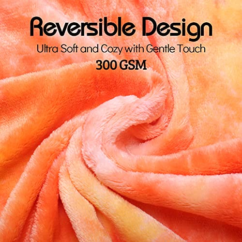 Ailemei Direct Rainbow Tie Dye Throw Blanket For Girls, Soft Cute Funny Decorative Flannel Throw Blankets, Fuzzy Fleece Bed Blankets For Teen Girl Adults Kid's Gift, Warm Pastel Plush Blankets, Orange #TOP3