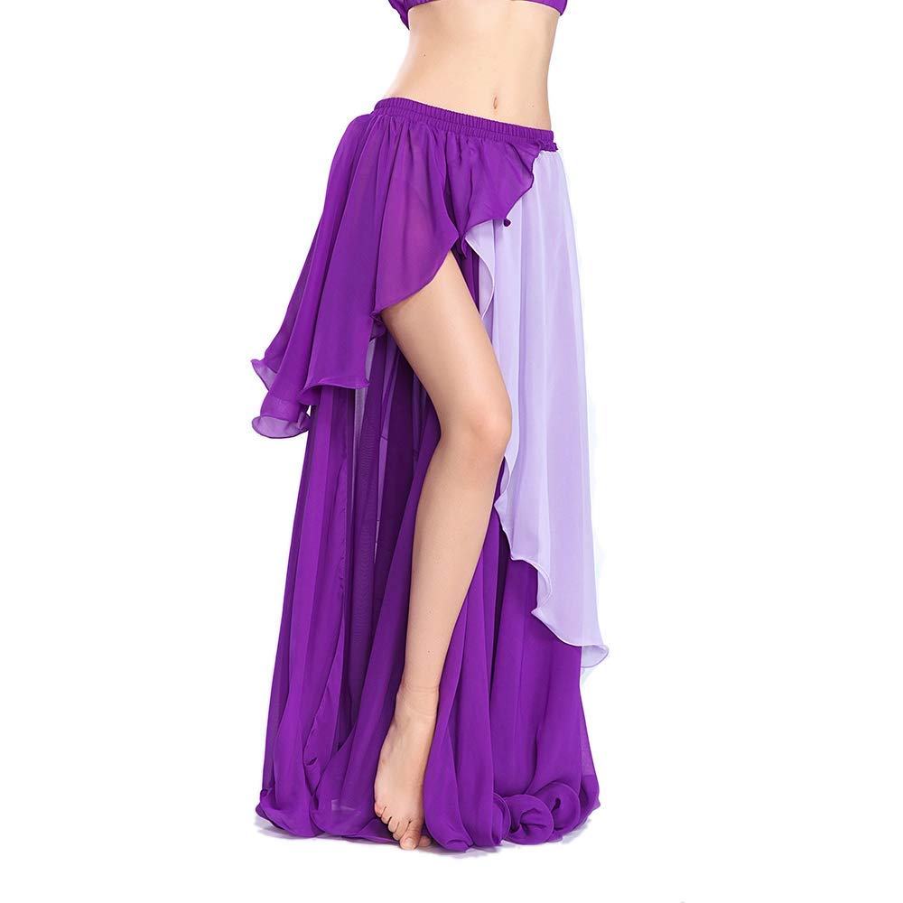 ROYAL SMEELA Bauchtanz Rock Damen Tanzkleidung Chiffon Großer Swing Rock Fashion Light Sexy Röcke Bauchtanz Performance Kostüm Kleidung Doppelte Farbe Rock