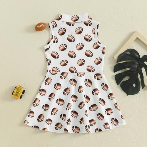 Baby Girl Toddler Football Game Day Sleeveless Collar Zip Up Sport Dress Kids Athletic Workout Outfit4
