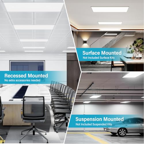 6Pack 2x4 LED Flat Panel Light, Drop Ceiling Light Fixture 50W 6600LM, Selectable Color Temperature 4000K/5000K/6000K, 5-100% TRIAC Dimmable, Recessed Back-lit Fixture for Office