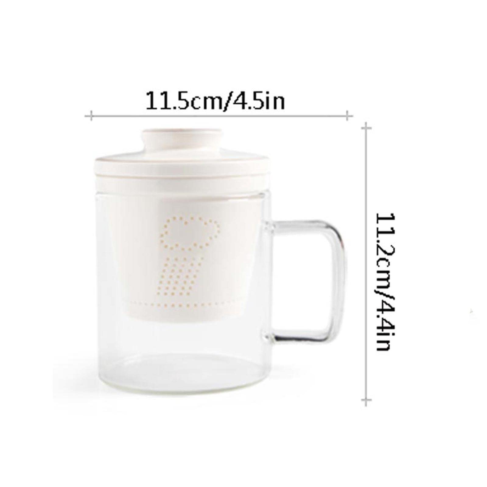 MRKU Tasses à café, Tasses à thé, Tasses à Lait, Tasses à thé en Verre avec infuseur Amovible et Couvercle, 9,5 oz, Tasses à thé en Verre épais, théière filtrante Transparente pour Cappuccino
