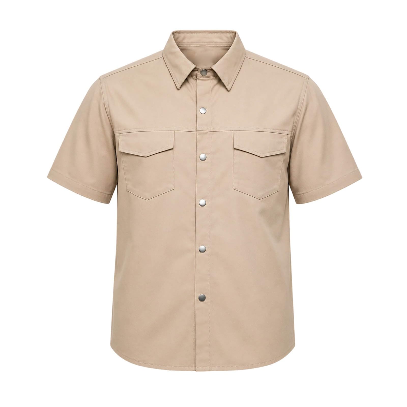 Set da 2 pezzi da uomo in tinta unita composto da camicia da uomo con tasca sul petto e pantaloni da lavoro, abbigliamento estivo, casual, pantaloni da jogging e camicia a maniche corte per casa