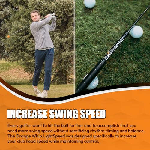 Image of Orange Whip Lightspeed Golf Swing Trainer Aid Patented & Made in USA- Speed Stick Improves Speed, Distance and Accuracy (45 inch)