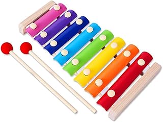 لعبة تعليمية خشبية للأطفال على شكل إكسيلفون بثمانية نغمات تُطرق مثل البيانو لإصدار الإيقاعات