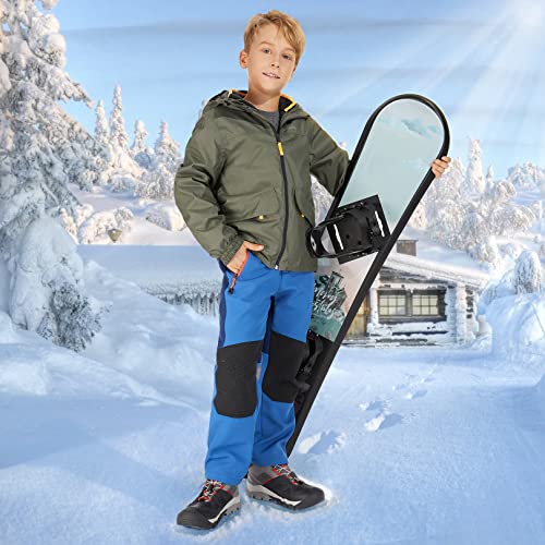 Linlon Kids Boys Girls Fleece Lined Waterproof Hiking Pants Outdoor Soft Shell Snow Insulated Cargo Pants, Sky Blue Xl #TOP5