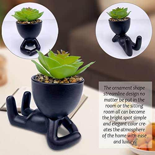 ODIWEN 2 PCS Mini Fake Succulents Mini Artificial Succulent Desk Plant in Pots - Image 4