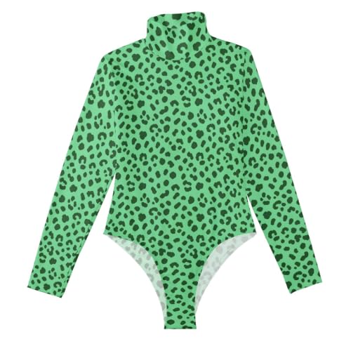 Body de oficina de manga larga mujer cuello alto falso leopardo