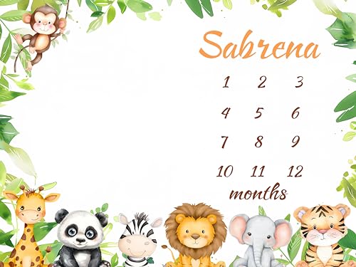 Image of OLIVE OLIVIA Personalized Baby Gifts with Customized Name - Monthly Milestone Blanket for Girls and Boys, Perfect Custom Gift, 60 inchx80 inch