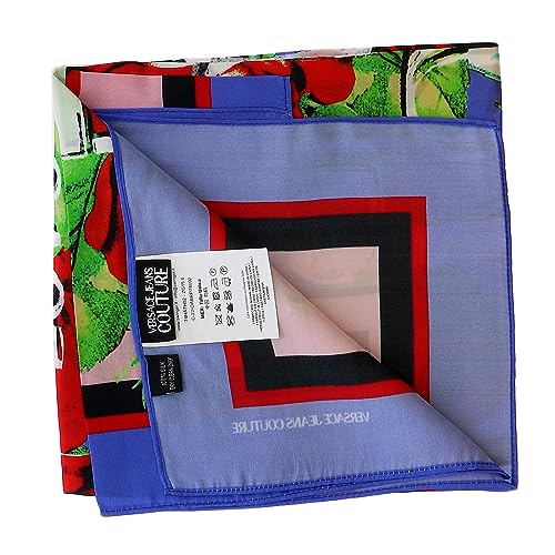 VERSACE JEANS COUTURE Periwinkle/Multi Signature Rosy Print Medium Square Scarf4