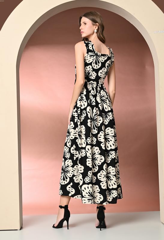 Image of Dress for Women | New Rayon Floral Printed Flared Maxi Dress for Women & Girl's