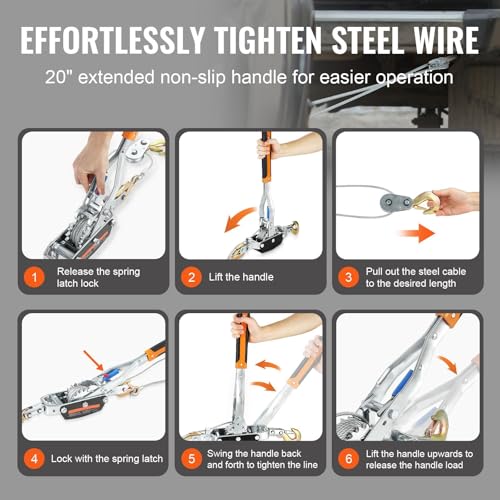 Winche manual 5T con cable acero 11.5 ft para vehículo miniatura 7