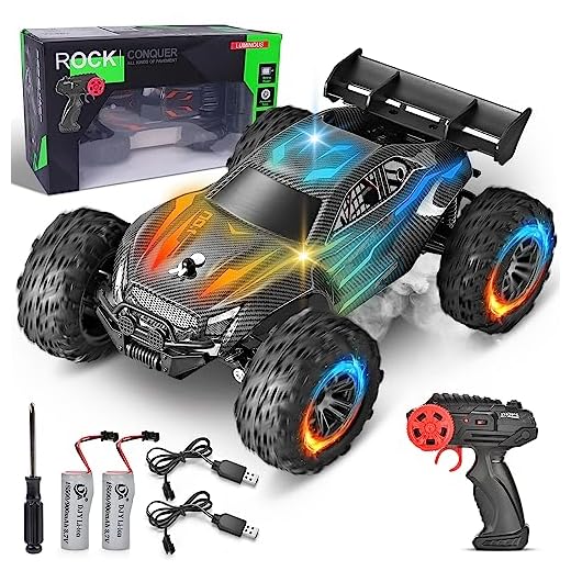 VATOS 2.4 GHz 1:16 Coche RC Coche teledirigido, Iluminación Monster Truck Coche teledirigido 2WD Offroad RC Vehículo 15km/h Camión Juguete con 2 Baterías para Niños Niños Niñas de 4 5 6 7 8 Años