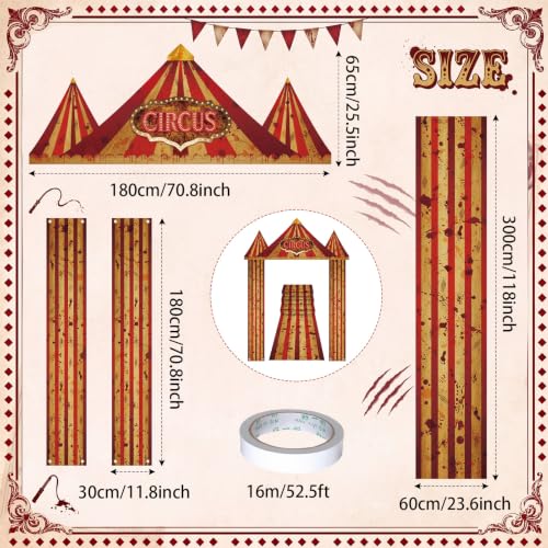 Image of Fanfanwin 4 Pcs Carnival Circus Tent Decorations Carnival Entryway Door Party Decor Awning Hanging Banner Aisle Runners Supply for Circus Theme Birthday Celebration (Horror)