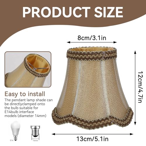 Set of 6 Clip On Lamp Shade Kit Fabric Lampshade E14 Clip Little Upright Candle Chandelier Drop Light Lampshade Candle Lamp Shade for Chandelier Ceiling Light Lampcover Drop Lighshade - Image 3