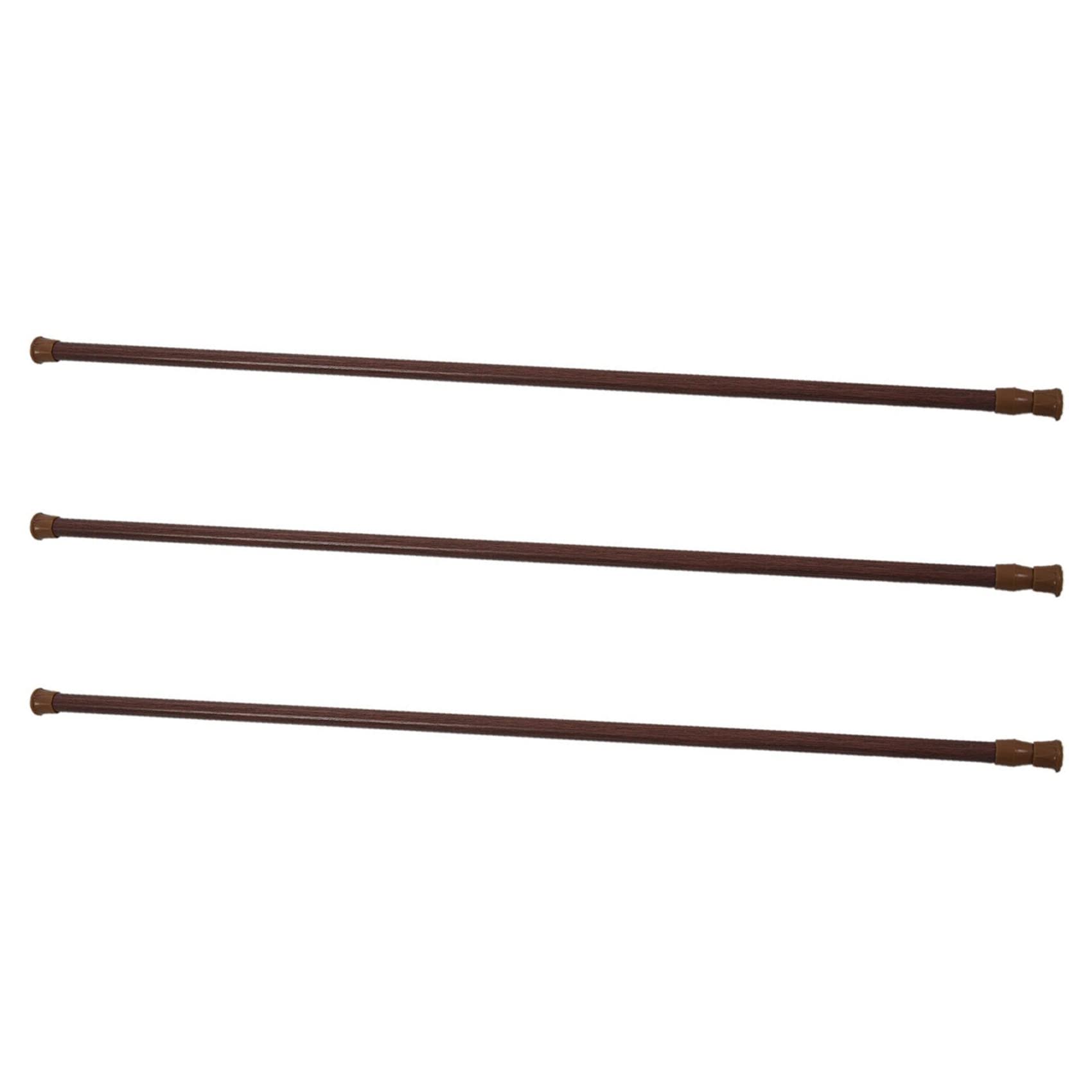 Hndhbfgrt 3X Extendable Telescopic Spring Loaded Net Voile Tension Curtain Rail Pole Rods,70-120cm,Wood Color