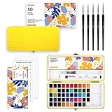 Grabie 50 Colors Premium All-In-One Water Color Paint Set - Detail Paint Brush Included, Watercolor Paints, Painting Sets, Art Supplies, Portable & Travel Watercolor Set, Amateur Hobbyists