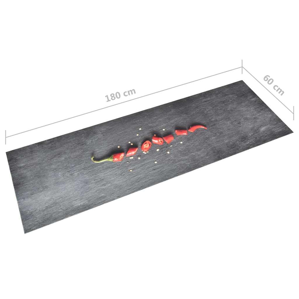 Waschbare Küchenbodenmatte Pfeffer-Design 60x180 cm rutschfest, schmutzfangend, flexibel, leicht aufrollbar für Flur, Eingang, Balkon, Terrasse, Garten, Innen- und Außenbereich