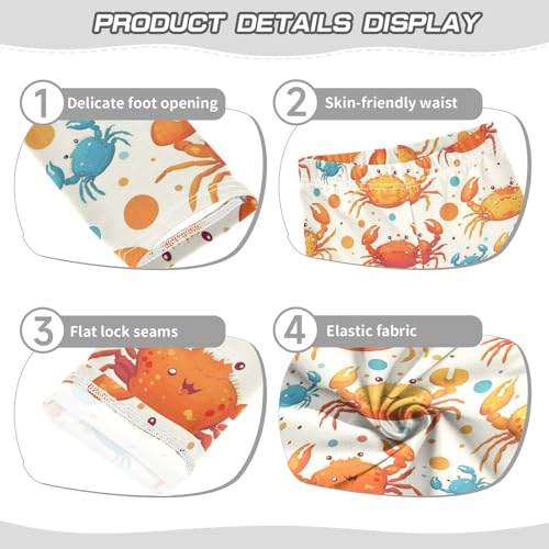 Cartoonish Crabs Girls' Leggings Toddler Doodles Colorful Dots Kids Yoga Pants Dance Active Tights 4T3