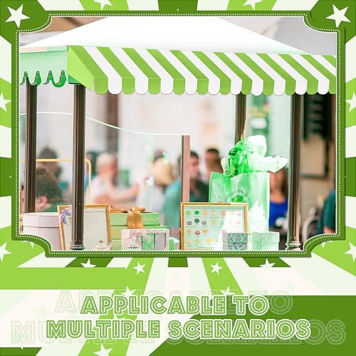 Image of Boao 4 Pcs 3D Cardboard Awning Decor,Bright Green and White,Striped Style