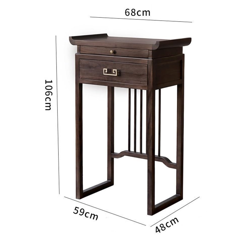 Tavola d'altare Cinese Espositore da Altare con consolle in Legno massello di Noce | Supporto con cassetto(Bruin,Grande)