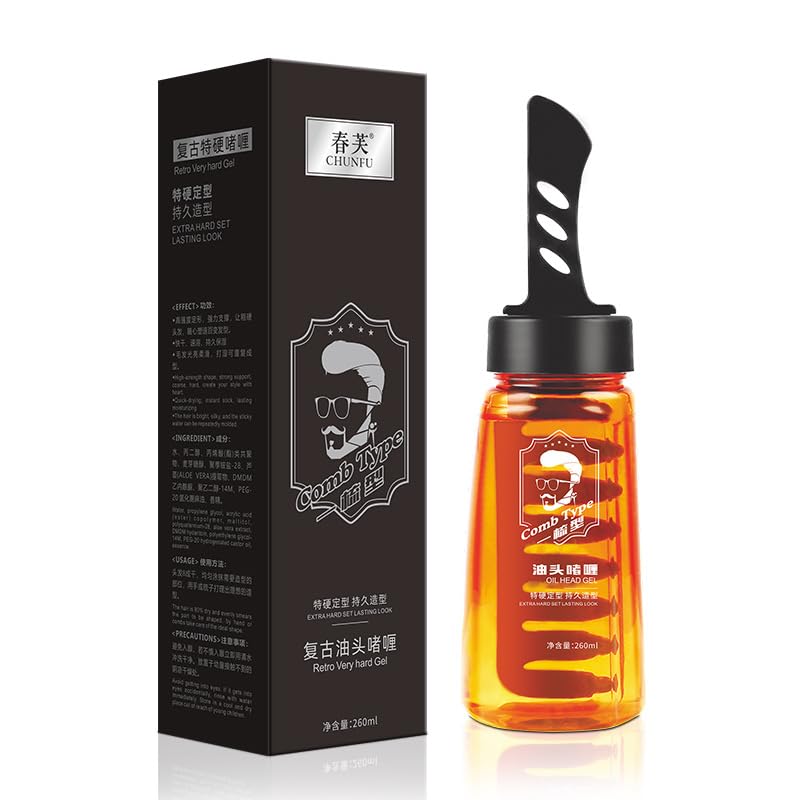 Gel Para Peinar el Cabello Húmedo Para Hombres,Texturizador de Cabello, 2 en 1 Gel Cera,Refrescante De Secado Rápido Fácil De Limpiar Traer Peine Para Pelo,Moldeadora,Fijación Fuerte y Brillo Suave