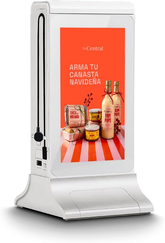 LCD Digital Signage Displayled for Businesses, Electronic Menu Board Double Touch Screen with WiFi Connection,Advertising Display High-Capacity Portable Charging for Bars, Hotels, Public Areas (Black)