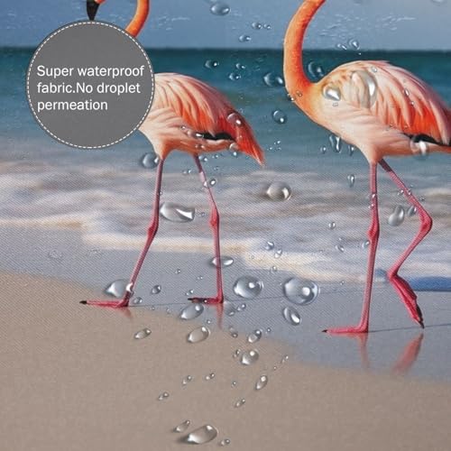 Rideau de douche plage et flamant rose pour une ambiance vacances - 7