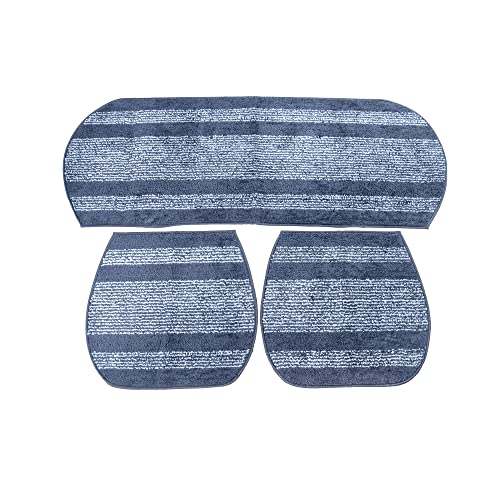 Image of Gray Striped Washable Polyester Car Seat Cover Non-Slip Mat for All Cars and Sofa Sets (3 Pieces Set)