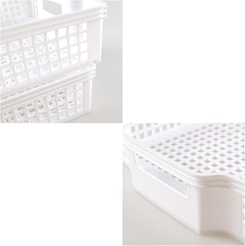 Miniatura 3 de Paquete de 6 bandejas apilables de papel de plástico, cestas de papel apilables para aula, color blanco