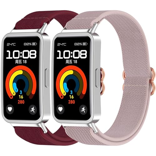 DHWGang 2 Correa de Nailon Trenzado Compatible con Huawei Band 8/9/10, Reloj Inteligente Accesorios, Ligero, Cómodo, Resistente al Agua, Transpirable, Elegante, Modelos Deportivos, Hombres y Mujeres