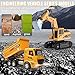 Remote Control Excavator and Dump Truck Toy Set - RC Construction Vehicles Toy with Barricades, Road Signs, Simulated Rocks, Lights and Sounds, Birthday Gifts for Toddlers 3-12 year Boys Girls