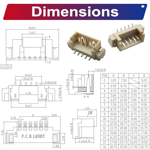PicoBlade Header IC Sockets Plugs Adaptador Compatible Molex miniatura 5