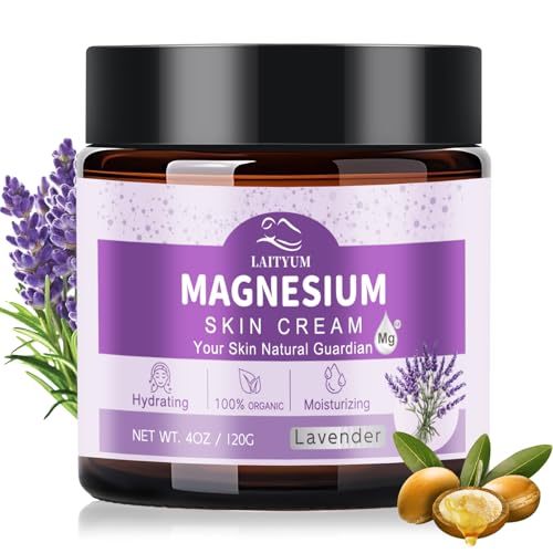 Magnesium Body Lotion - Magnesium Cream [NATURAL & ORGANIC] Magnesium Lotion for Skin,Lavender Moisturizing Topical Magnesium Balm for Women & Men with Shea Butter,Coconut Oil,Vitamin E,Peppermint,4oz