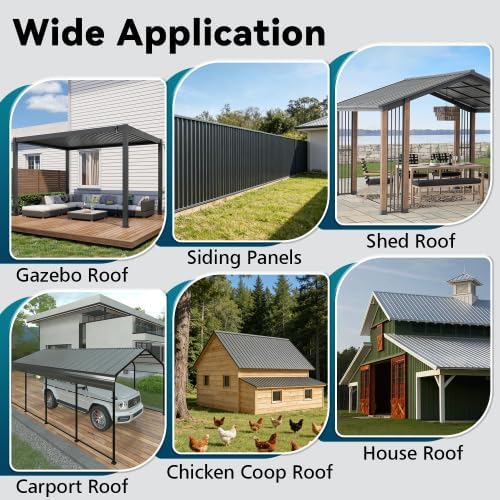 Corrugated Galvanized Metal Roofing Panels, Waterproof Metal Siding Panels for Outdoor House, Storage, Chicken Coop, Garage and Shed (72.85''X18.9'' (10PCS))