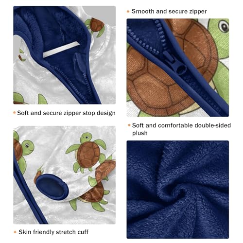 Turtle Pattern Print Design_1 Toddler Fleece Jacket Girl Boys Hooded Fleece Jacket Coat Warm Outwear Zip-up 3-10T3